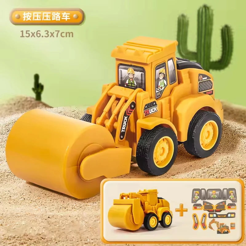Engineering Vehicle Model Press Sliding Car Excavator Bulldozer Children Educational Construction Vehicle Toy Kids Boy Gift