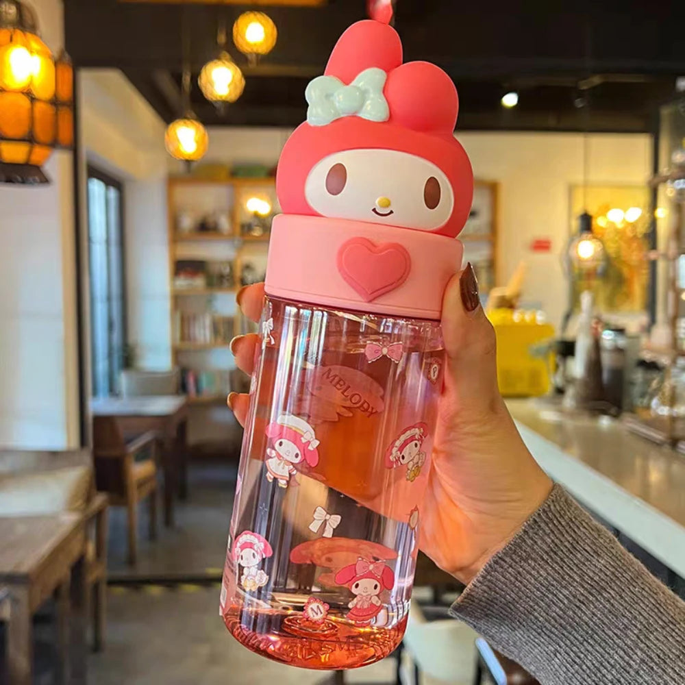 500ML Sanrio Hello Kitty Kuromi Clear Mug Anime Melody Student Outdoor Camping Kawaii Water Reservoir Water Mugs Friend Gifts