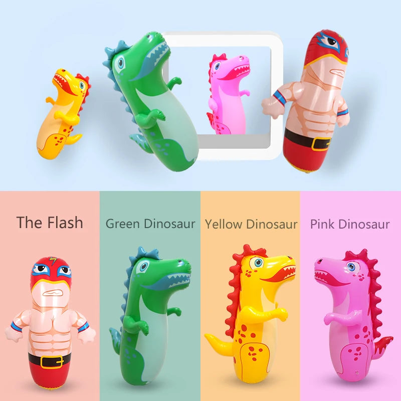 90cm Inflatable Dinosaur Tumbler Toy Thick PVC Punching Bag for Kids Bounce Back Boxing Toy Stress Relief Indoor Outdoor Toy