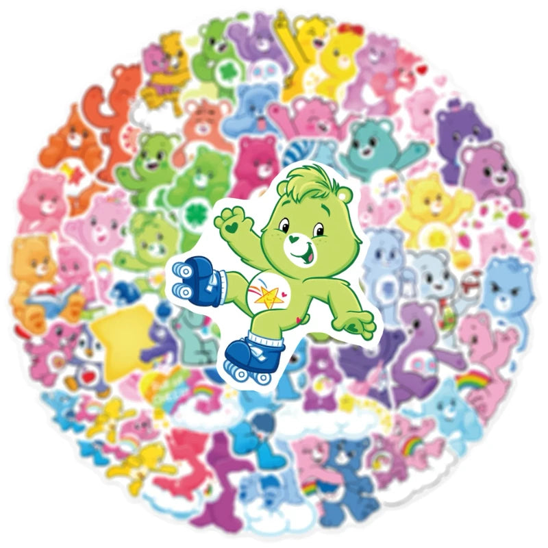 Carebears 50Pcs Classic Cartoon Animation Cute Irritable Bear Loyal Bear Children's Waterproof Sticker Room Diary Decoration