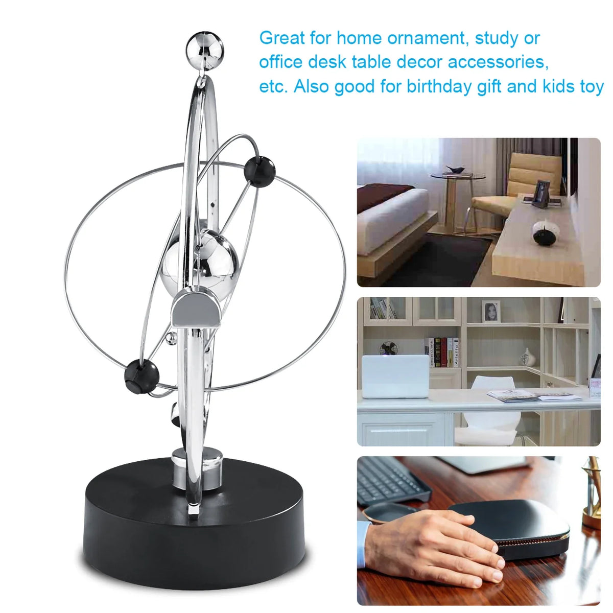 Rotation Perpetual Motion Newton Pendulum Balance Ball 24.5cm 9.65in 11cm 4.33in Physics Tumbler Home Desk Decorations Toy Gift