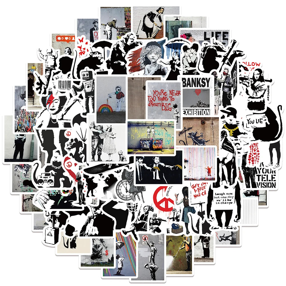 50Pcs Banksy Stickers banksy art graffiti Stickers for DIY Luggage Laptop Skateboard Motorcycle Bicycle Sticker
