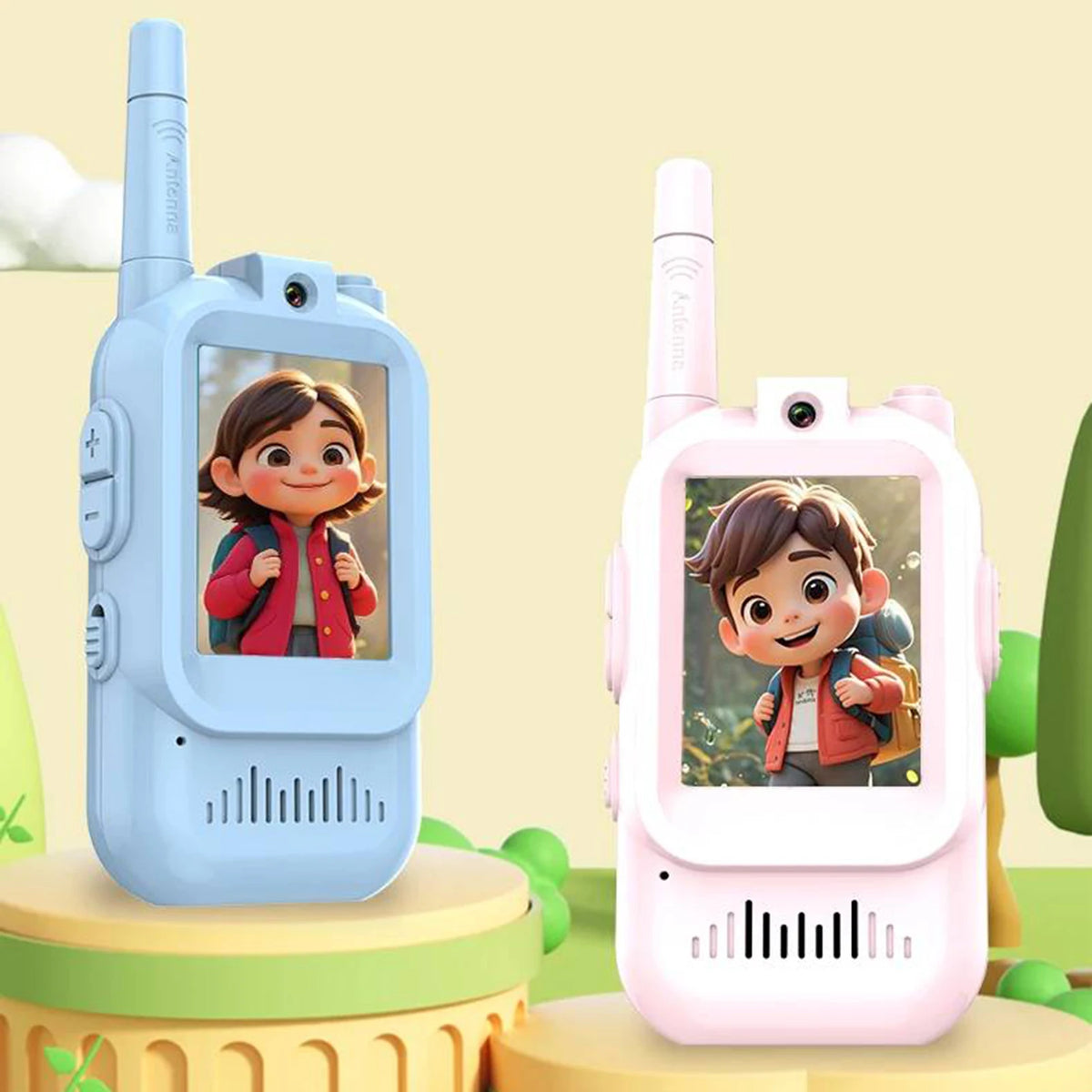 2 Pack Video Walkie Talkies for Kids Rechargeable Toddler Toys for Indoor Camping Travel Birthday Gfits for Kids Ages 3-12