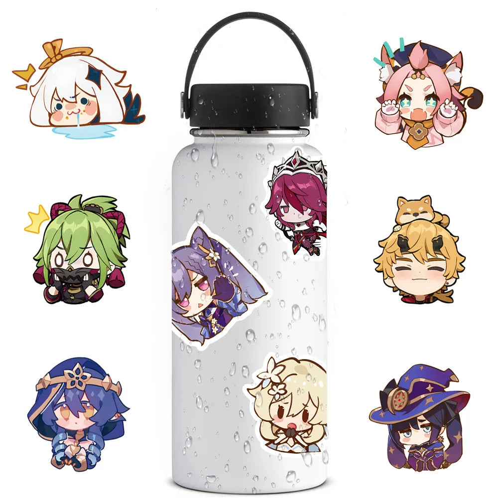 50pcs Cute Genshin Impact Stickers Laptop Pad Tablet Phone Case Notebook Computer Luggage Cartoon Game Decals for Kid Gift Toy