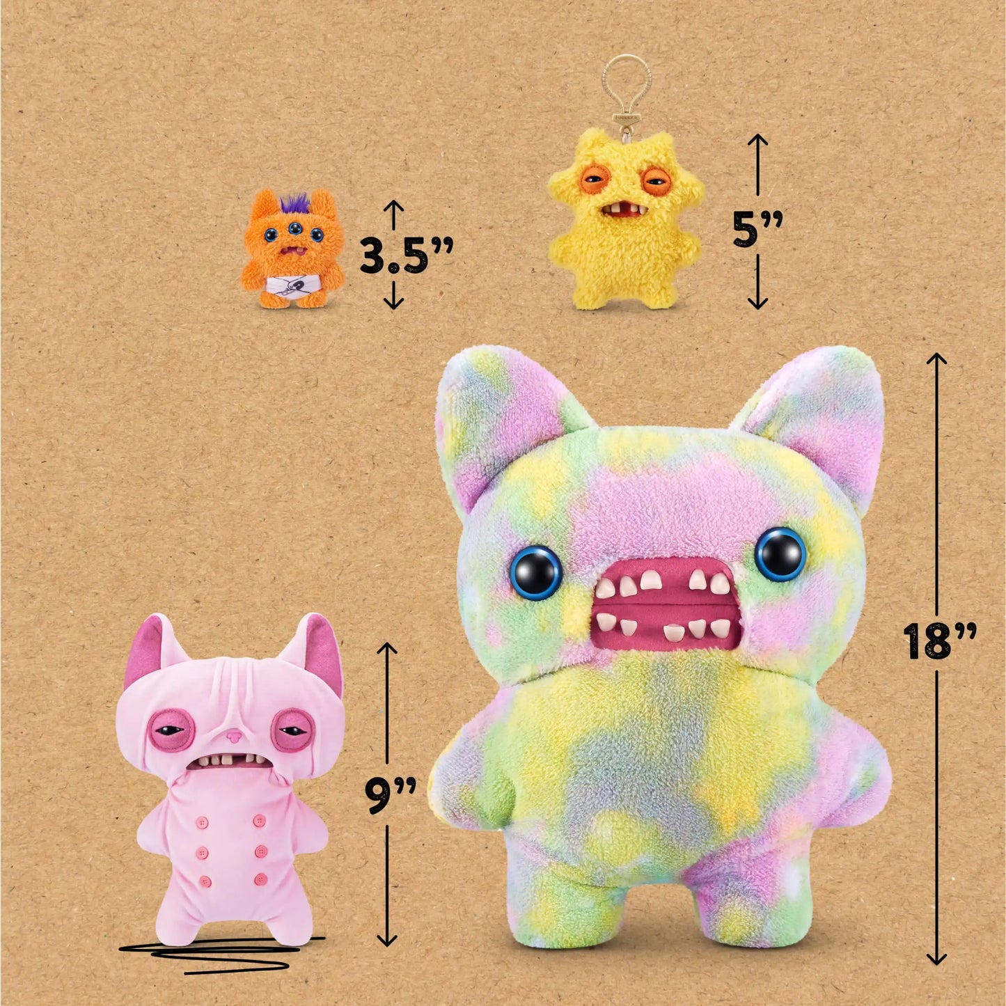 Fuggler Alley Cats Plush Toy Soft Plushies Cute Cartoon Doll Funny Ugly Teeth Monster Stuffed Animal Toy（Wrinkle McStinkles）22CM