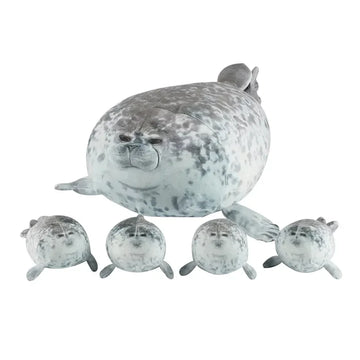 Mother & Baby Seal Plush Toy Set – Soft Zipper Seal Doll Gift