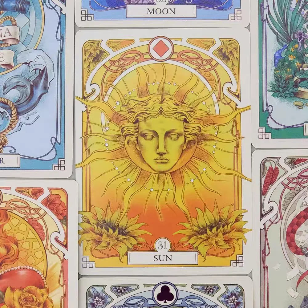 Art Nouveau Floral Romantic Oracle Cards 37Pcs English Divination Deck For Party Table Game