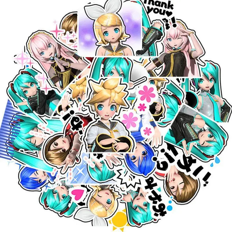 Hatsune Miku Cartoon Cute 80pcs Stickers Kawaii Anime DIY Q-Version Waterproof Decorative Stickers Anime Merchandise Wholesale