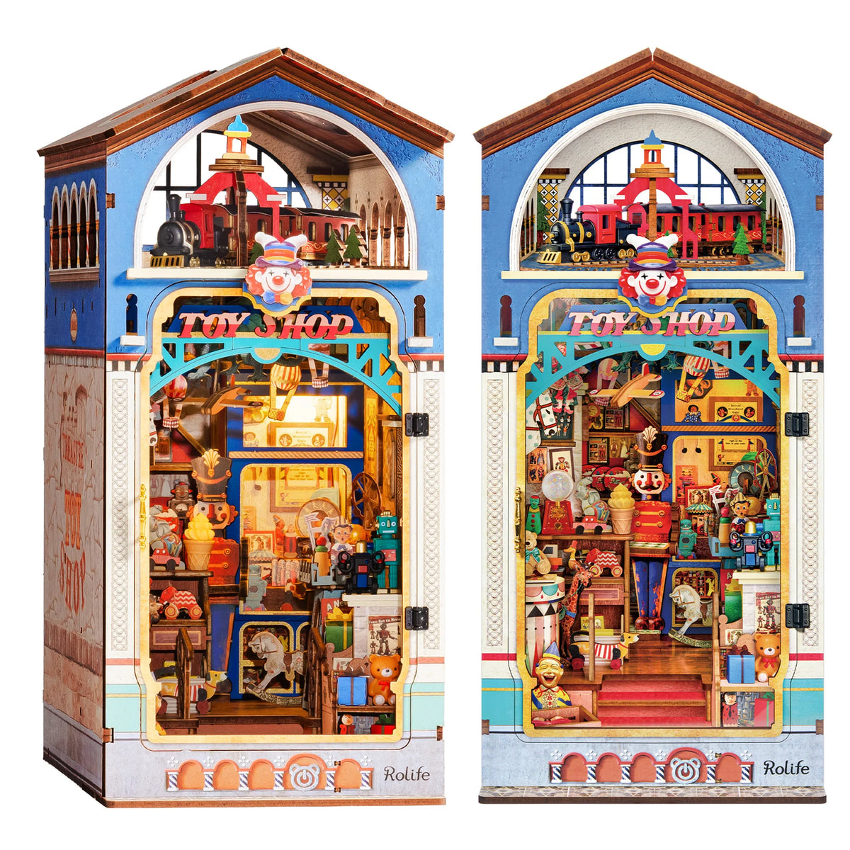 Rolife DIY Book Nook Kit 3D Puzzle Treasure Toy Shop Wooden Bookends Craft Kit with LED Light for Bookshelf Decor Brain Teasers Dollhouse Jigsaw for Holiday Gift