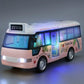 Mini Car Model Friction Powered Cars School Bus Toys Plastic City Bus With Sound And Light Miniature Vehicle Models