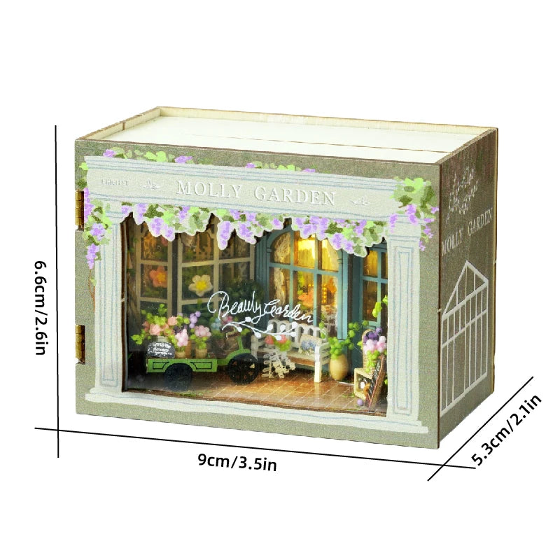 3D Wooden Puzzle Miniature Doll House Assembly Building Model Room Bedroom Decoration With Furniture Lighting Dollhouse Gifts
