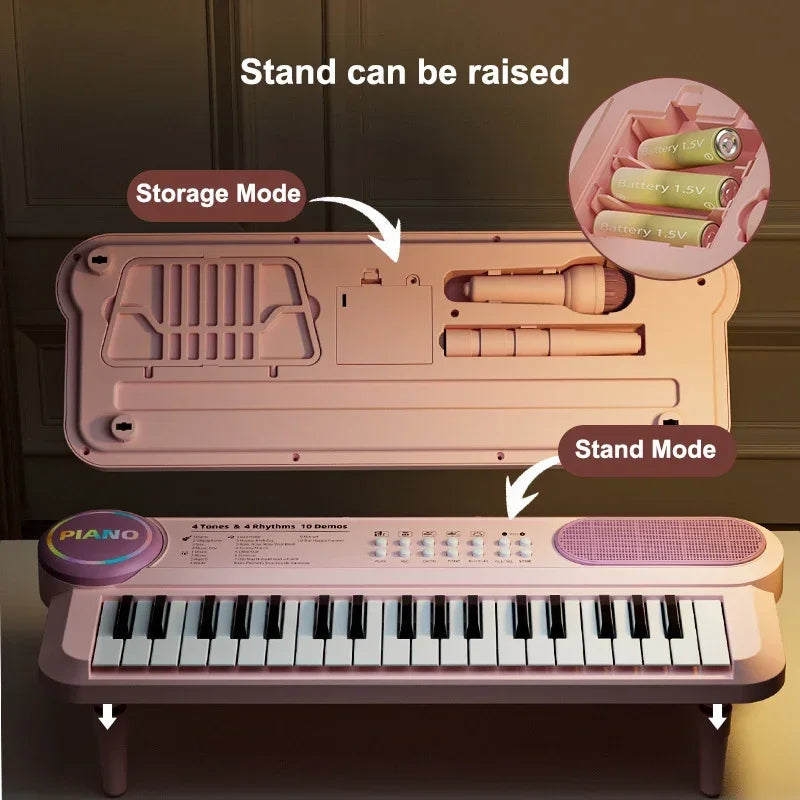 Electric Piano Toy Musical Games 37 Keyboard with Microphone Singing Songs Development Educational Toy Children toddler gifts