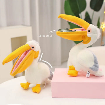 New Cartoon Pelican Plush Toys Realistic White Pelican Stuffed Bird Animal Soft Dolls Promotional Cheap Christmas Birthday Gifts