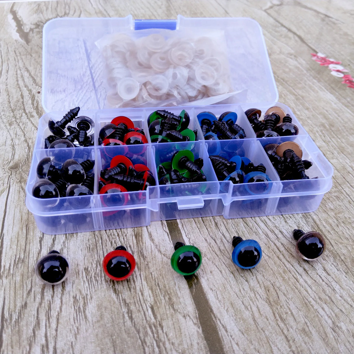 100pcs 8/10/12/14mm Plastic Safety Eyes For Toys Diy Mix Size Crochet Animal Eye For Doll Toys Amigurumi Accessories