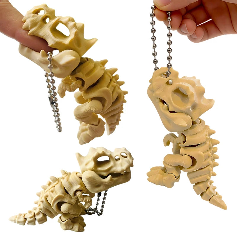 3D Printed Rotatable Joints Tyrannosaurus Rex Skeleton Action Model Decor & Fidget Toy Dinosaur Keychain Gift for Kids’ Birthday