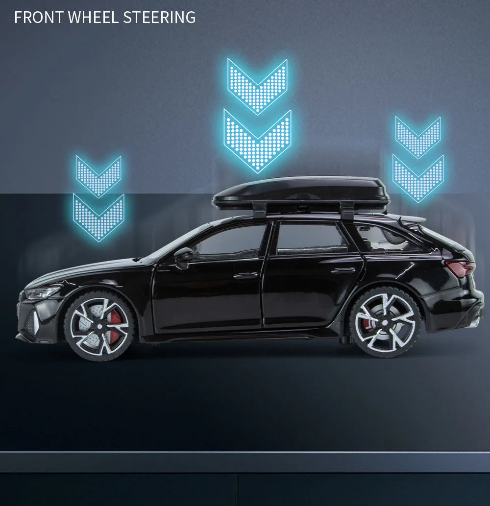1/32 Audi RS6 Toy Car Model with Sound Light Doors Opened Alloy Diecast Model Vehicle Collection Toy for Boy Adult Festival Gift