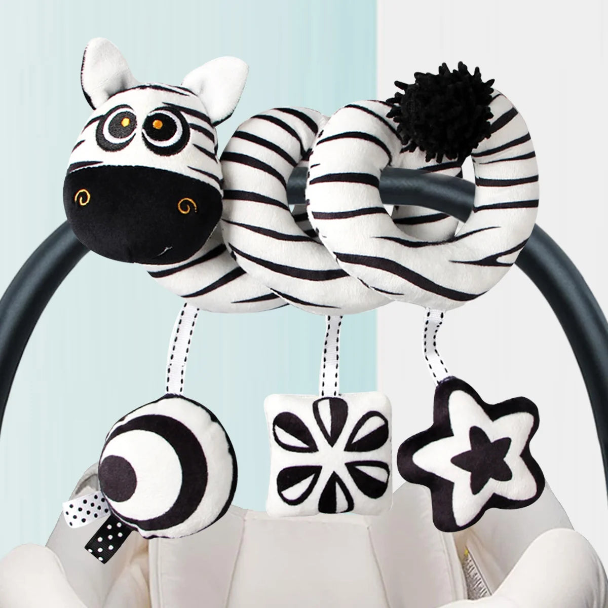 Spiral Car Seat Baby Toys, Infant Carseat High Contrast Sensory Toys Hanging Stroller Accessories, Newborn Shower Gifts for Baby