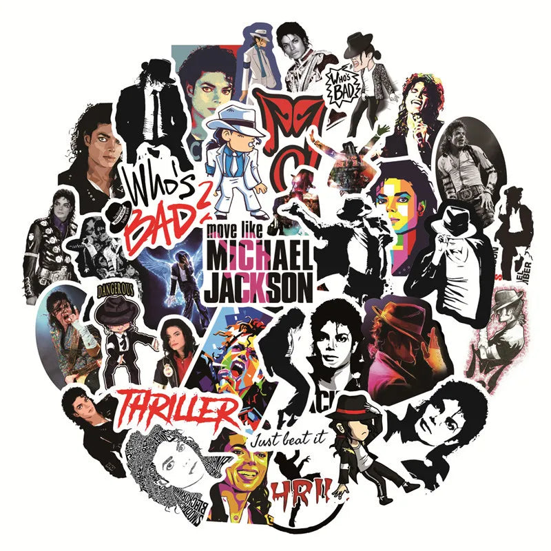50Pcs Michael Jackson Graffiti Stickers Water Bottle Laptop Phone Bicycle Luggage Case Skateboard Children Adult Sticker