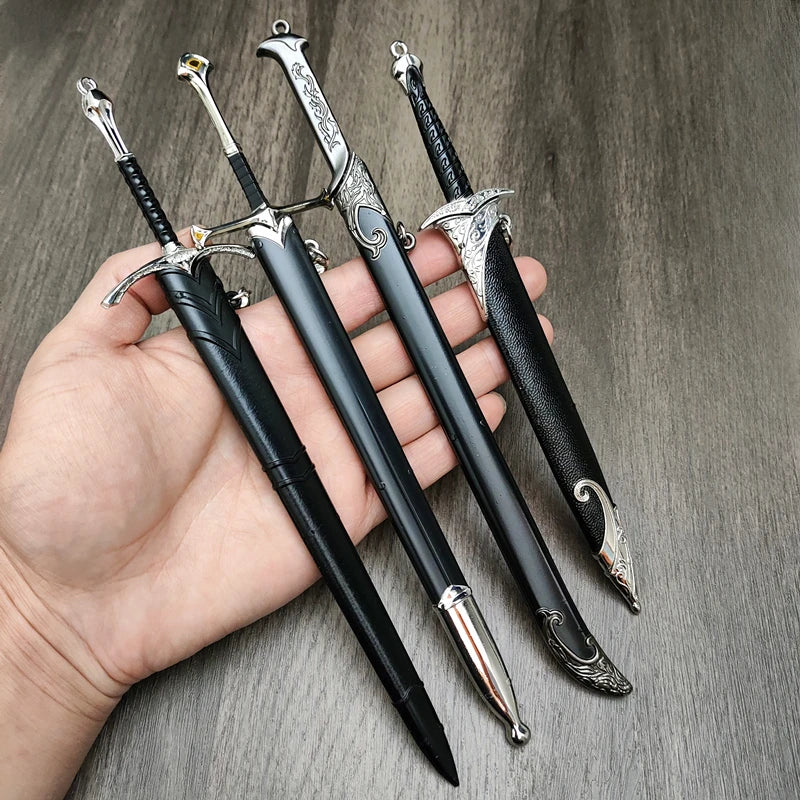 22cm Elves Anduril Middle-earth Weapon Glamdring Aragorn Narthil Sword Metal Katana Samurai Sword Keychain Ornaments Gifts Toys