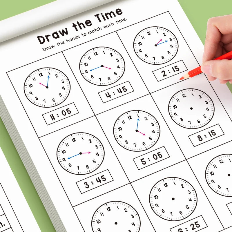 Interactive Game Book 32 Page Telling Time Exercise Time Cognition Toy Book About Time Fun Time Game Drawing Learning Book