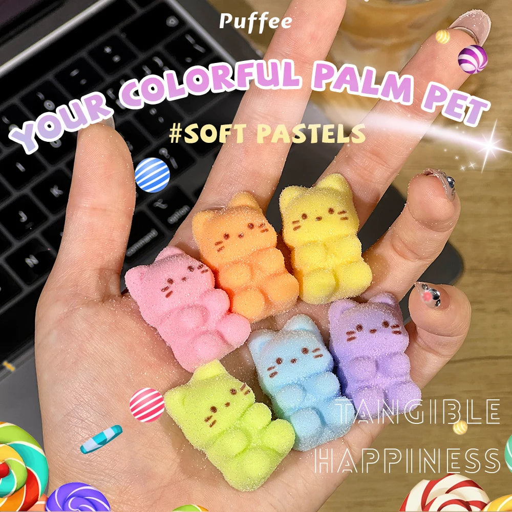 Rainbow Kitty Food-grade Silicone Squishy Toy, Handmade Taba Squishy, Gummy Soft Adhesive Squeeze Toy, Happy Game Spoof Pinching