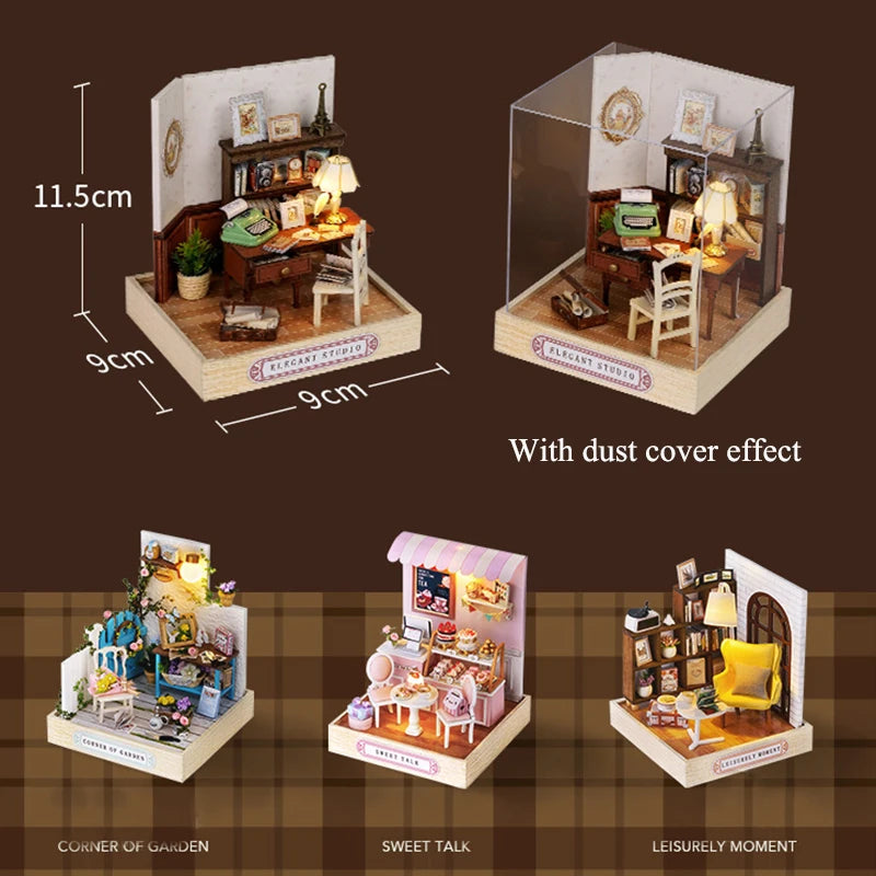 Mini Miniature Dollhouse DIY Small House Kit Making Room Toys Home Bedroom Decorations With Furniture Wooden Craft Doll Houses