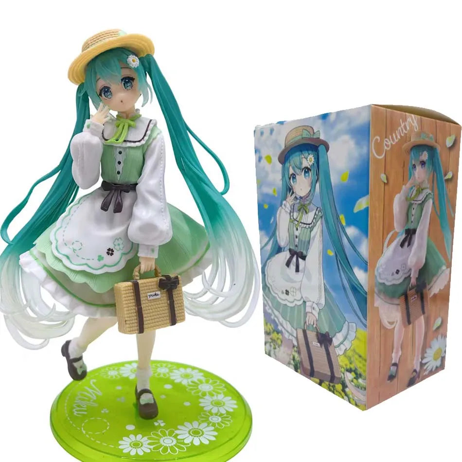 20cm Hatsune Miku Fashion Desktop Cute Handmade Rural Style PVC Movable Doll Model Toys Exquisite Ornamental Gift