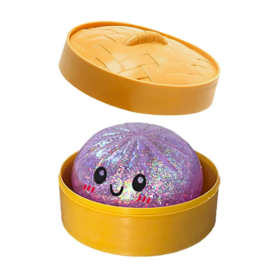 Hot Glitter Dumpling Squishy with Box Dumplings Sensory Squeeze Toy for Stress Relief Fans Gifts