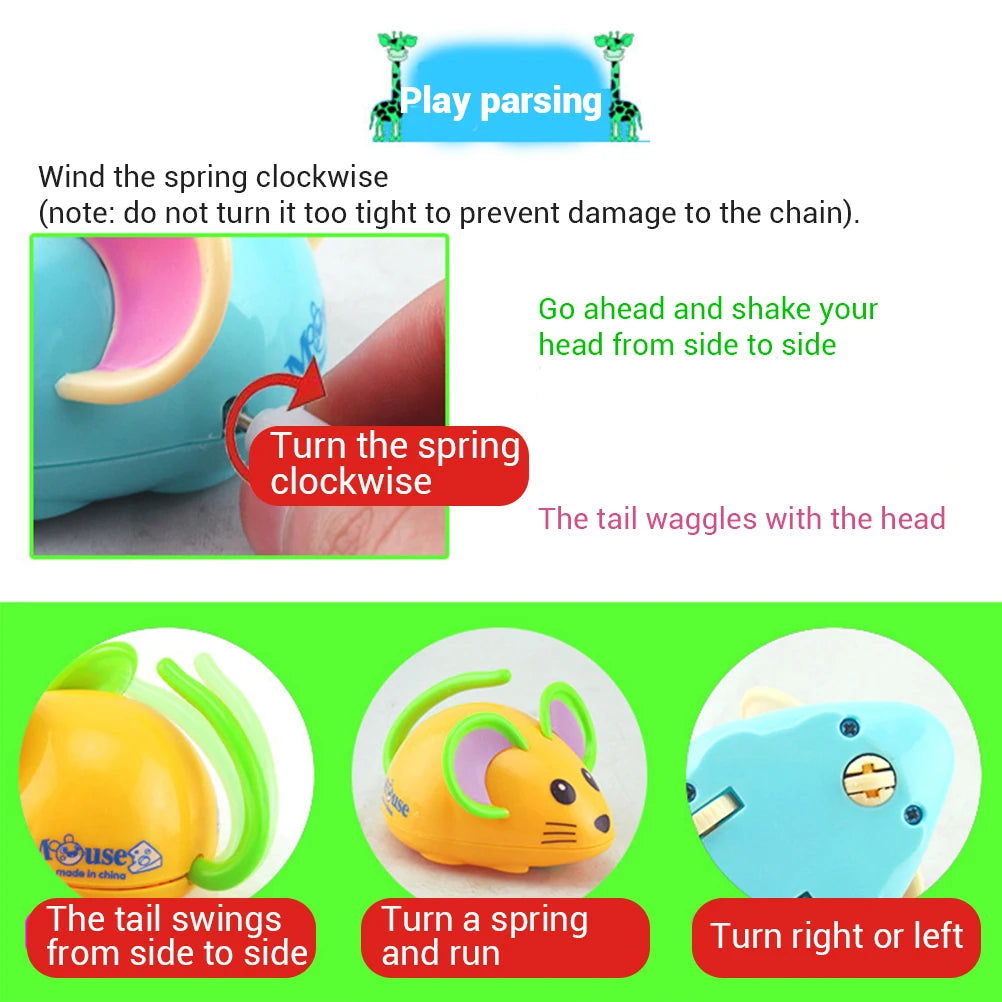 1 PC Cartoon Rat Wind Up Toy Adult Running Chain Clockwork Small Toys First Lovely Rat Mouse Educational Toy Gift