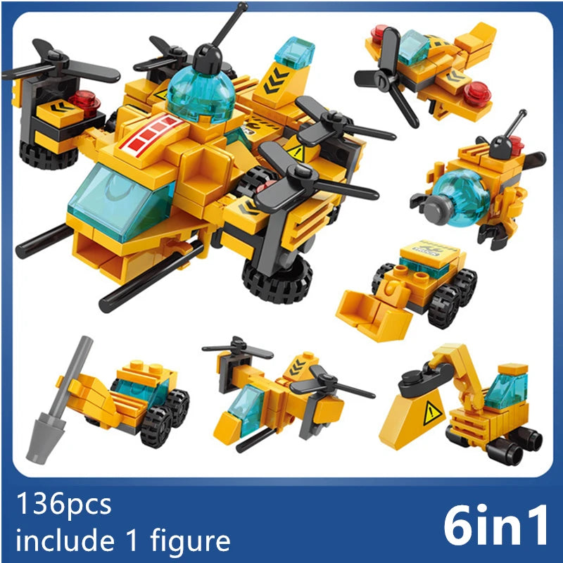 NEW Engineering Cement Mixer Engine Mini Loader Truck Special Police Car Classic Model Building Blocks Sets Bricks Toy City