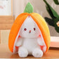 HOT Cute Strawberry Carrot Rabbit Plush Toy Stuffed Creative Into Fruit Transform Baby Cuddly Bunny Doll for Kid Birthday Gift