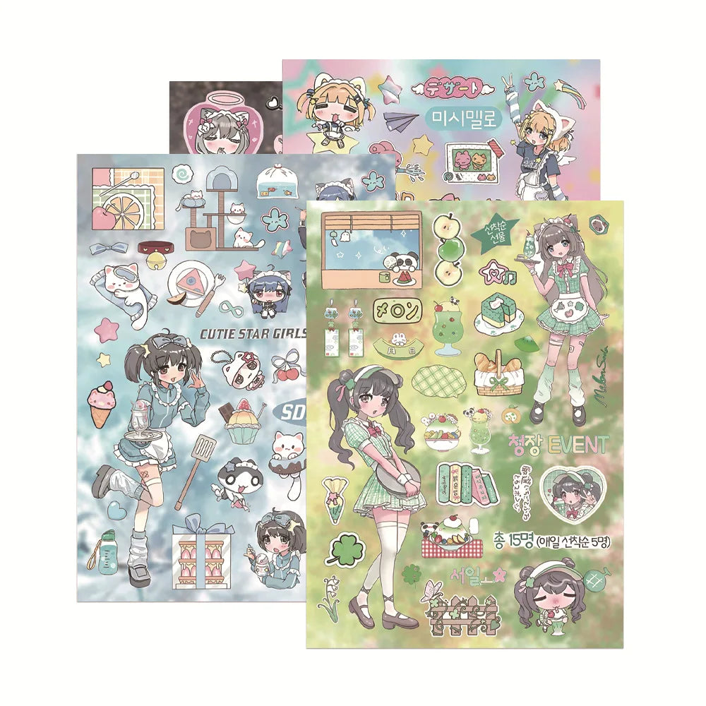 16Sheets Fantasy Dream Girl's Illustrated Guide Graffiti Stickers DIY Toys for Phone Bottle Travel Bag Decals Creative Gifts