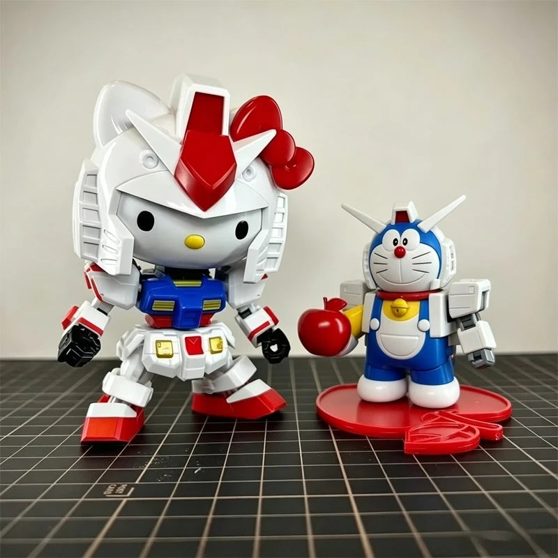 SD Chibi Mecha 4 Styles Set Assembly Model Kit With Weapon Shield Articulated Desktop Collectible Toy Gift