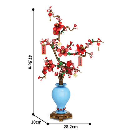 Creative City Bouquet, Peach Blossoms, Narcissus, Bonsai, Potted Plants, Building Block Models, Children's Home Decoration Toys