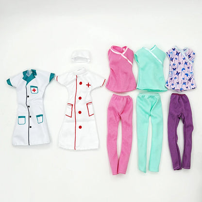 5pcs Doll Nurses Clothes Doctors Uniform Theme 11.5 Inch Doll Accessories Casual Style Dress Up