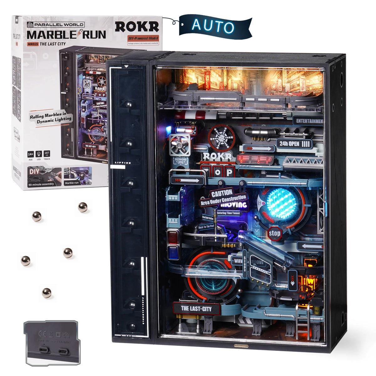 ROKR 3D Puzzle The Last City Marble Run Mechanical Model Building Kit for Room Decor STEM Toys for Teens Adults DIY Miniature Craft Kit Gift for Boys
