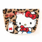 NEW Hello Kitty Leopard round Plush Storage Bag Black Leather Kitty cat Coin Wallet Makeup Travel Storage Large capacity BagGift