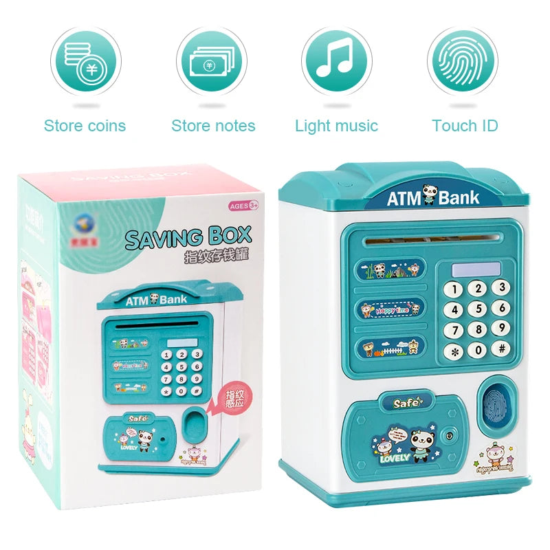 NEW Cartoon ATM Cash Saving Box Money Bank Toy For Kids Electronic Large Money Box Savings Password Digital Fingerprint Unlock
