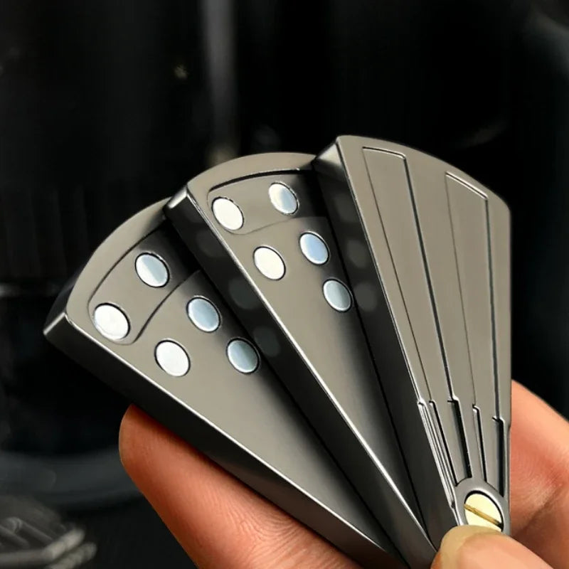 Mechanical Magnetic Push Card Slider - Fan Pa Pa Coin Pushing Plate Anti Stress Sensory Fidget Toy Cool Things for Adults