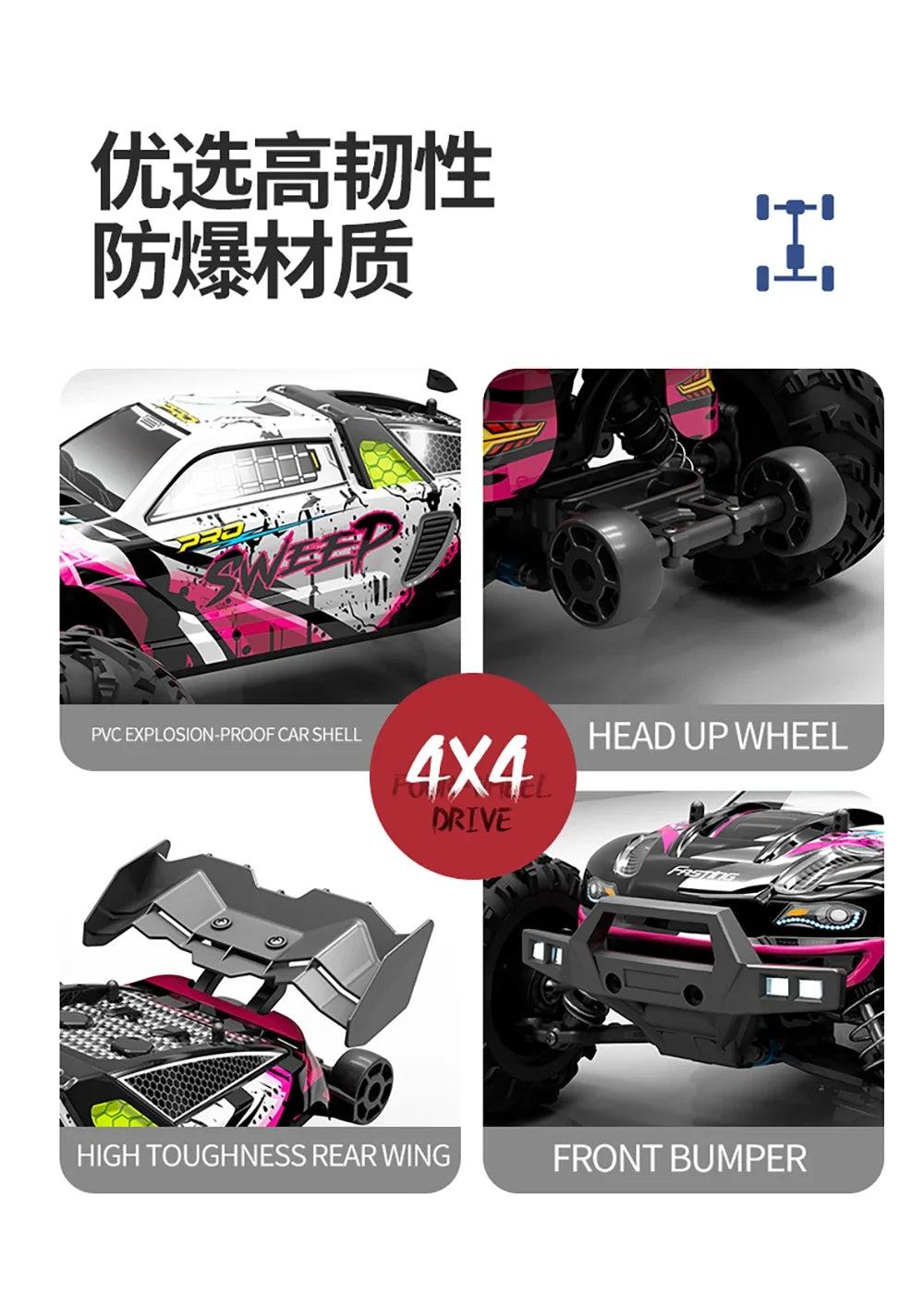 High Speed RC Car 4WD Off Road Vehicle 70KM/H Brushless Motor Professional Drift Truck for Kids Remote Control Car Toys