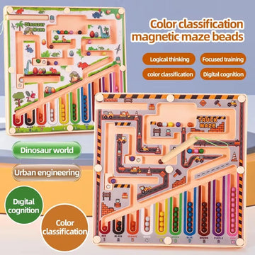 HOT Montessori Magnetic Color Sorting Maze Number Maze Toys Wooden Puzzle Activity Board Fine Motor Toys for Toddlers Boys Girls