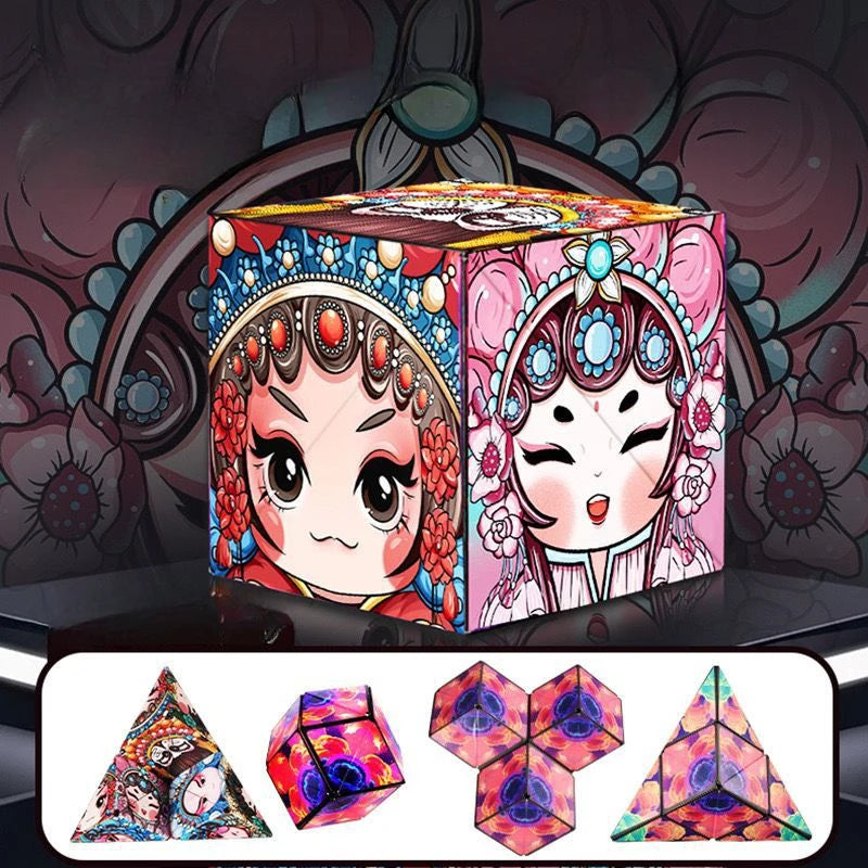 NEW Shasibo Cube Geometric Changeable Magnetic Magic Cube Anti Stress 3D Flip Puzzle Cube Kids Stress Reliever Fidget Toy Cube