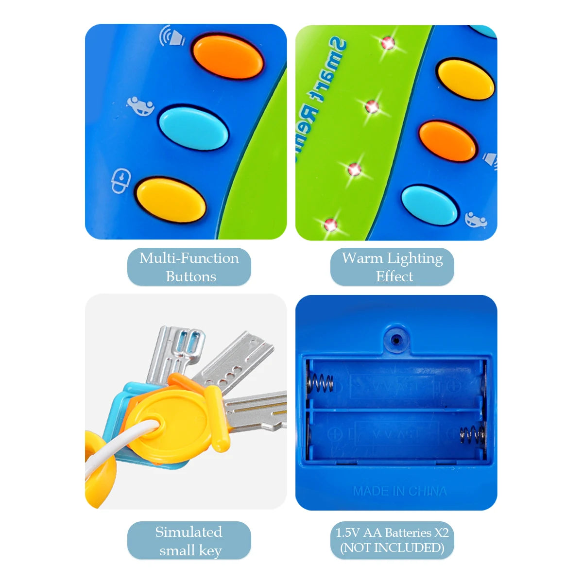 Music Cartoon Car Key Toys, Baby Kids Car Voices Pretend Play Educational Toy Grip Training Gifts for Boys and Girls