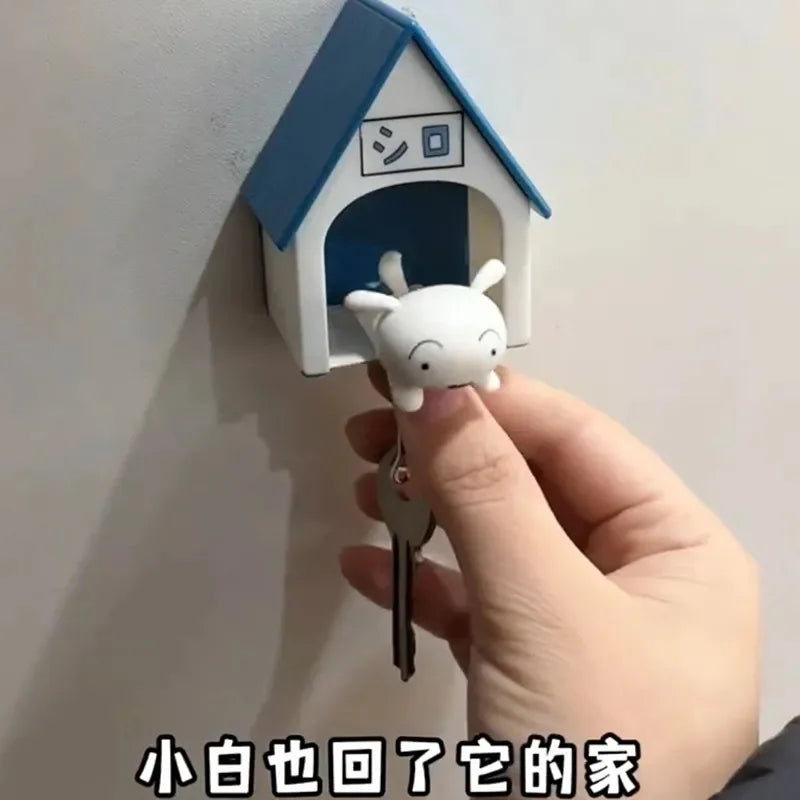 Crayon Shin-Chan Key Rack Nohara Shiro Keychain House Key Chain Wall Door Table Edge Use Anti-Loss Decoration Creative Doll Toy