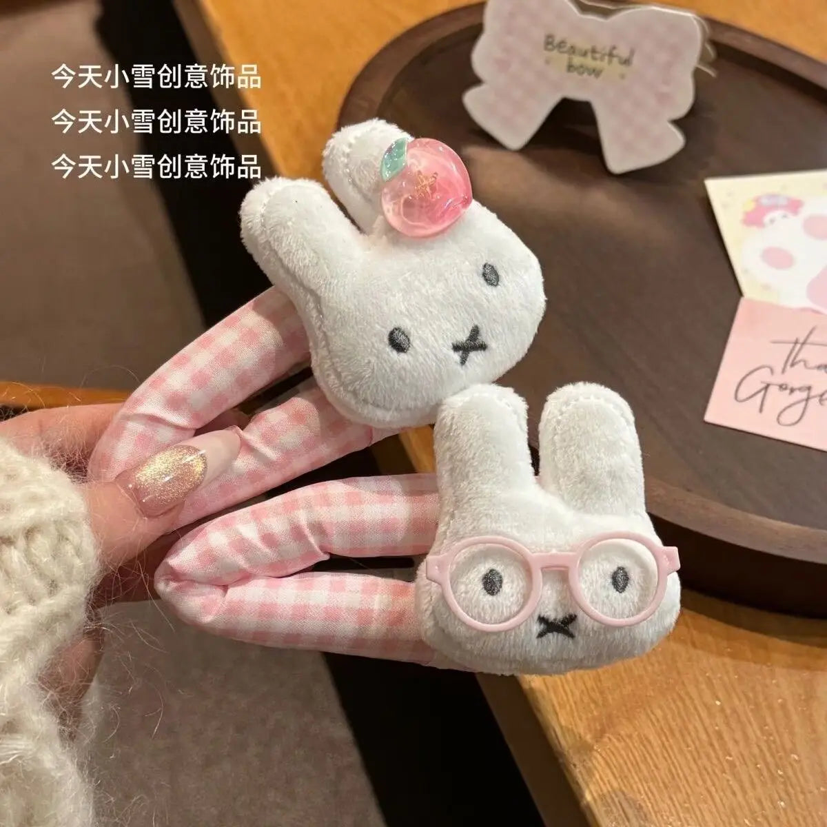 4pcs Kawaii Miffy Rabbit BB Clip Cute Cartoon Girli Hair Side Clip Student Daily School Wear Hair Styling Accessory Gift Toys