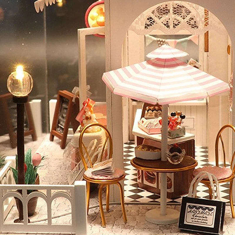 Doll House Kit Mini DIY Flower House Handmade 3D Puzzle Assembly Building Toys Home Bedroom Decoration With Furniture DollHouses