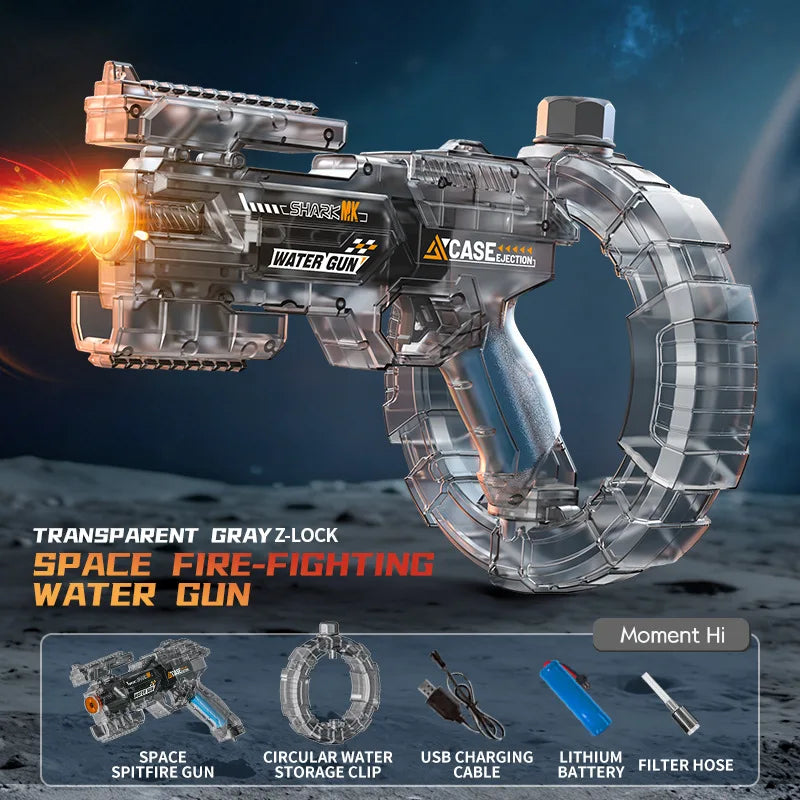 Gatling Rotating Electric Water Gun with Light-Up High Speed Continuous Shooting Powerful Water Blaster Summer Outdoor Toy