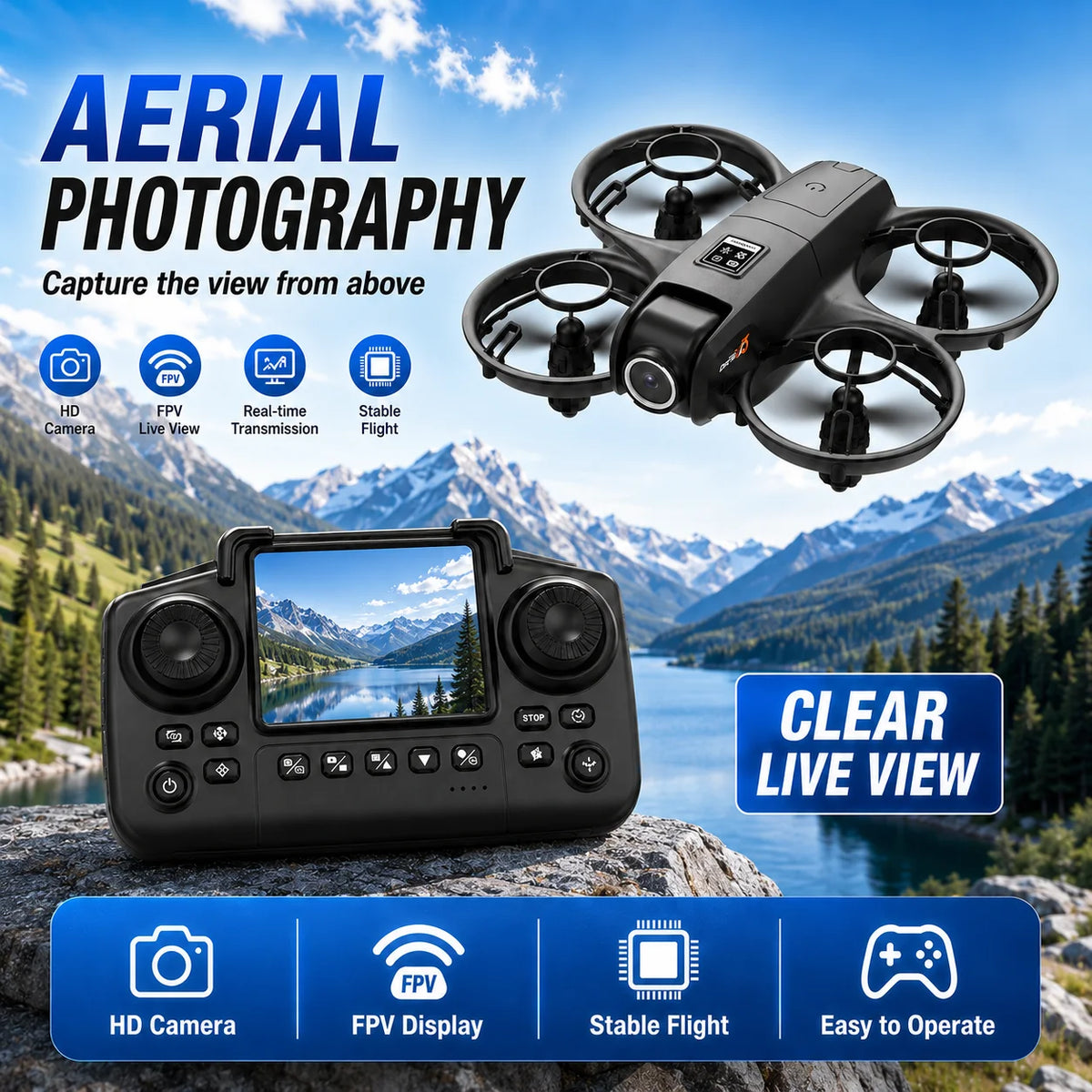 Drone Full Four Way Protection Modular 600mAh Battery Long Battery Life 40Mins Charging Strong Power Portable Outdoor RC Drone Toy