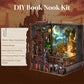 Book Nook Kit Magic Town DIY Wooden Puzzle Light Picture Bookshelf Insert Decor Dollhouse Model Bookend Building Home Decoration