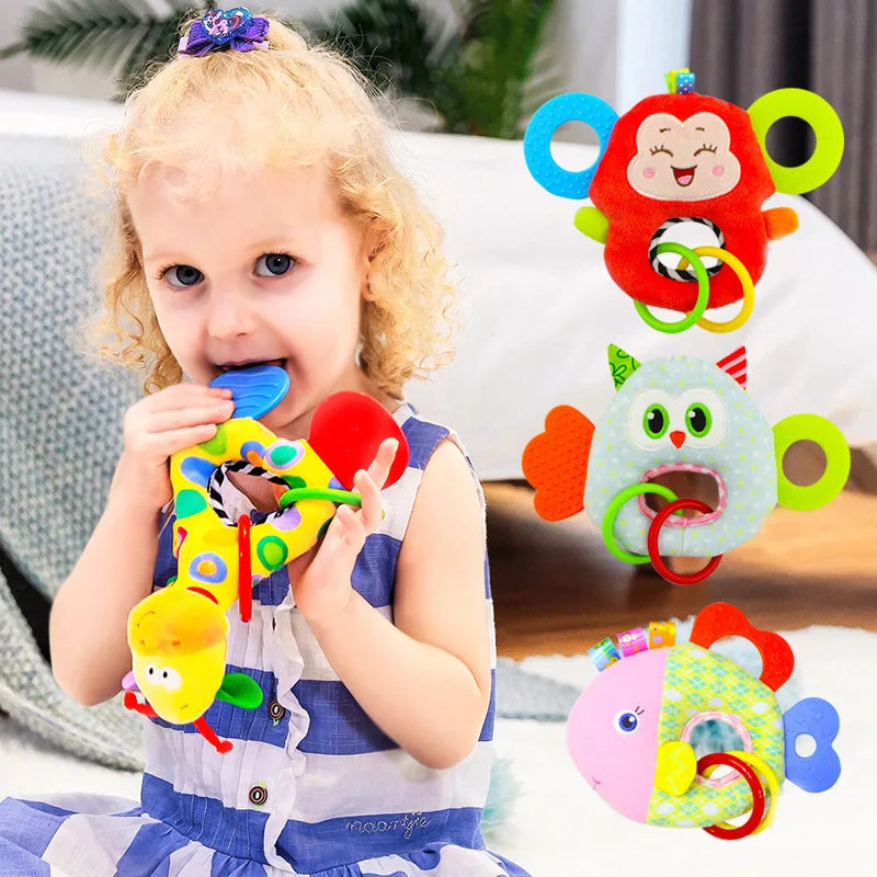 Rattles Animal Giraffe Baby Soft Stuffed Doll Teether Doll Cute Kids Infant Baby Teething Toys For Newborn Sensory Plush Toys